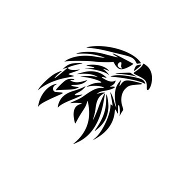 Logo olarak gösterilen siyah ve beyaz bir kartalın çizimi.