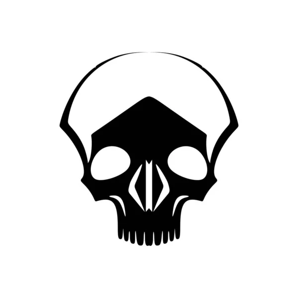 Ilustración Del Cráneo Con Esquema Color Blanco Negro Para Logotipo — Vector de stock
