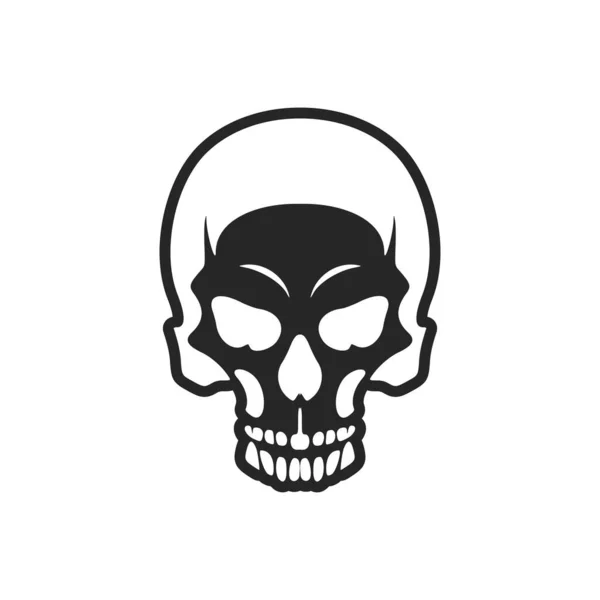頭蓋骨ベクトルを特徴とする黒と白のロゴ — ストックベクタ