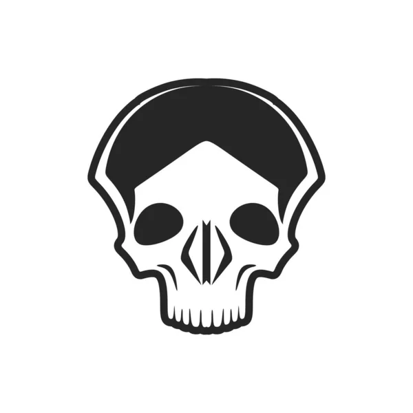 ベクトル形式の黒と白の頭蓋骨を特徴とするロゴ — ストックベクタ