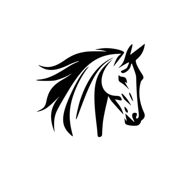 Logotipo Com Uma Imagem Vetorial Cavalo Preto Branco — Vetor de Stock