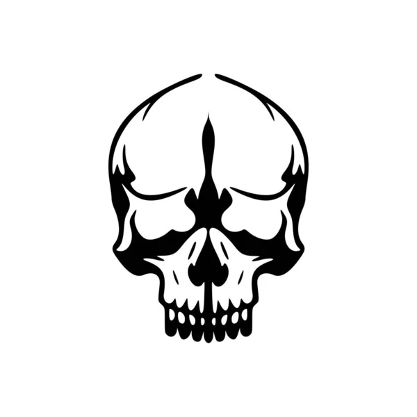 Logo Del Cráneo Con Diseño Vectorial Blanco Negro — Vector de stock