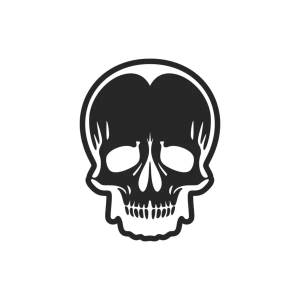 黒と白の頭蓋骨のイラストのロゴグラフィック — ストックベクタ