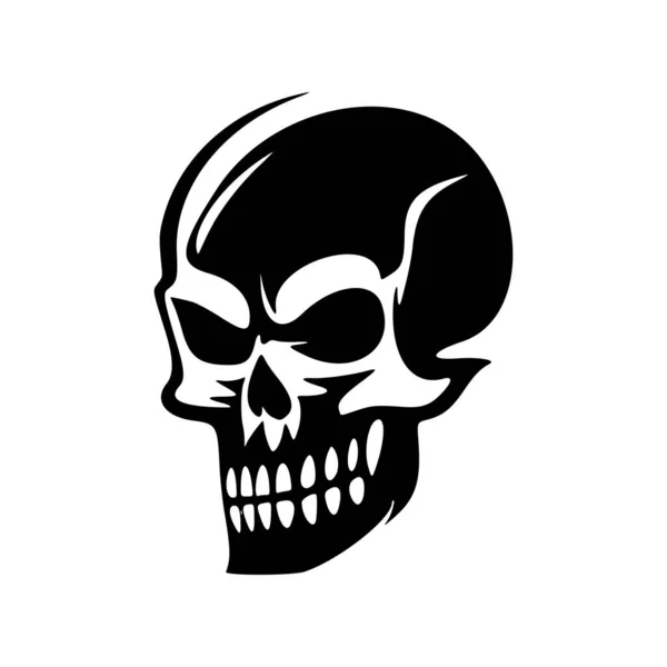 Logo Cráneo Blanco Negro Forma Gráfica Vectorial — Vector de stock