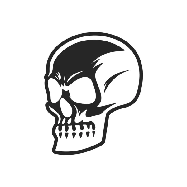 Logotipo Vetorial Crânio Preto Branco — Vetor de Stock