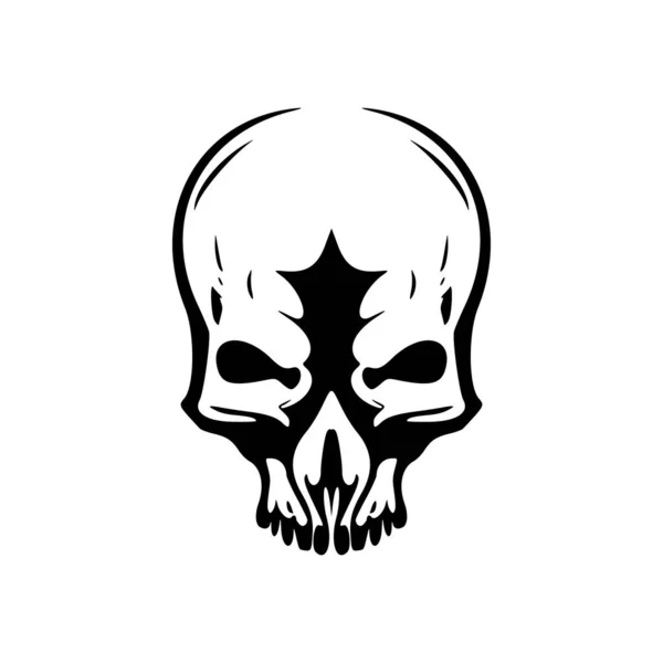 Logo Black White Skull Drawn Vector — Stock Vector