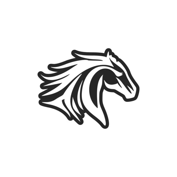 Logo Kuda Dalam Gaya Vektor Hitam Dan Putih - Stok Vektor