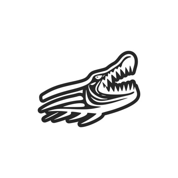 Logotipo Vetor Representando Crocodilo Preto Branco — Vetor de Stock