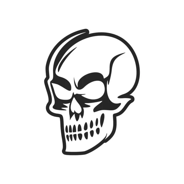黒と白の頭蓋骨のロゴがベクトル形式で表現されています — ストックベクタ