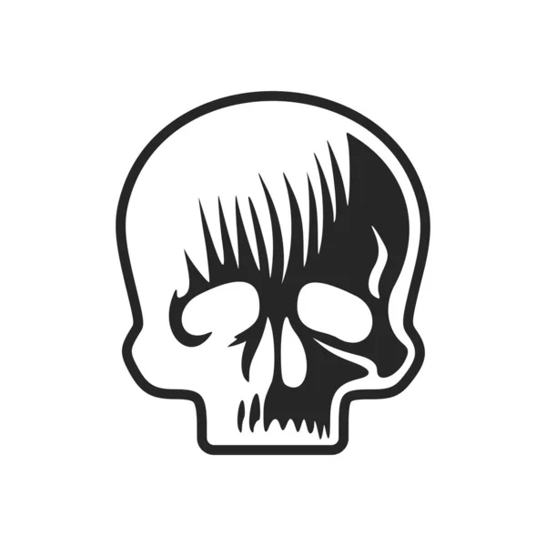 黒と白の色調の頭蓋骨のロゴ — ストックベクタ
