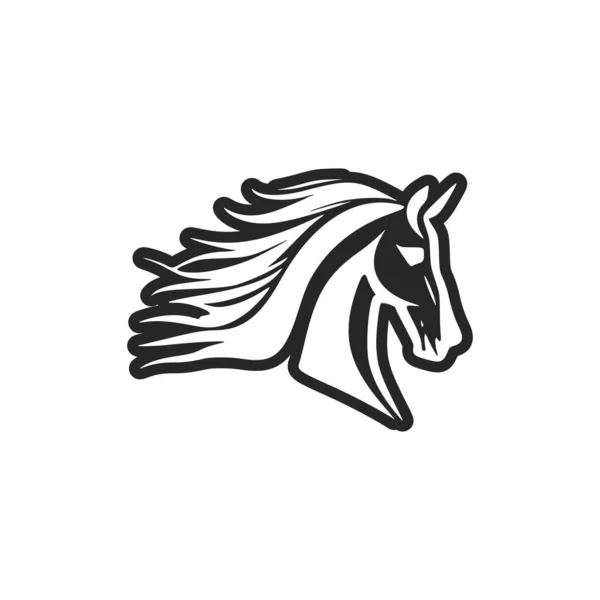 黒と白の馬のイラストが特徴のベクトルロゴ — ストックベクタ