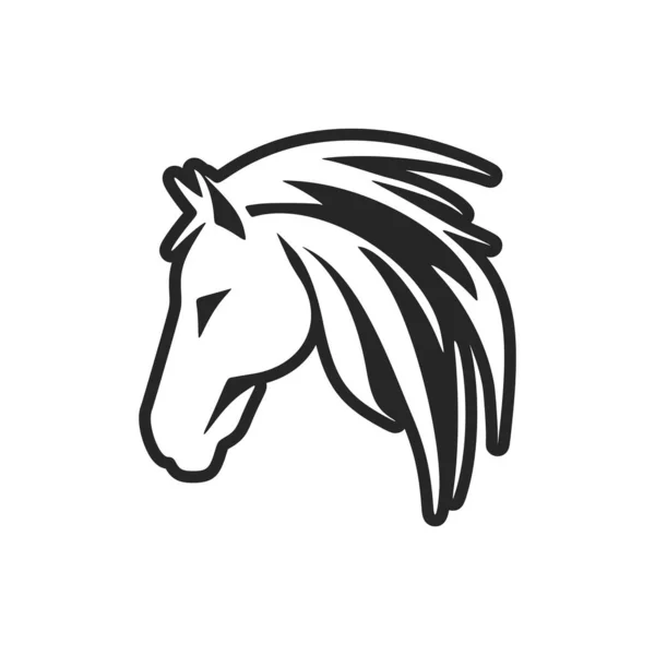 Logo Cavalo Estilo Vetor Preto Branco —  Vetores de Stock