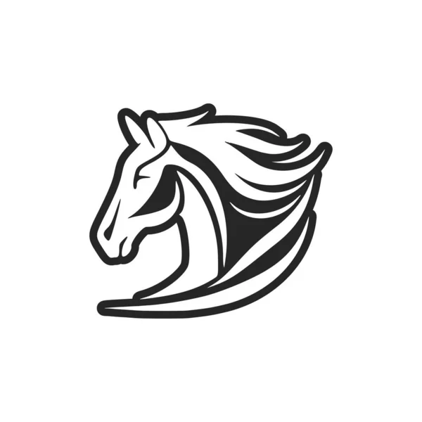 Logo Raffigurante Cavallo Stile Vettoriale Bianco Nero — Vettoriale Stock