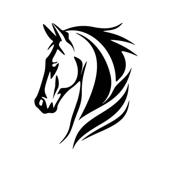 Logo Kuda Dalam Bentuk Vektor Hitam Dan Putih - Stok Vektor