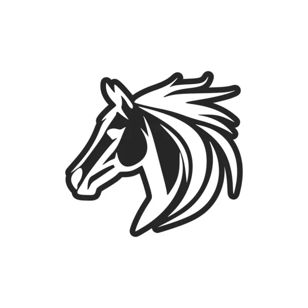 Логотип Лошади Черно Белом Векторном Стиле — стоковый вектор