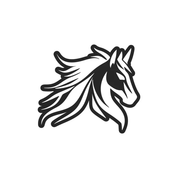 Logo Vectoriel Cheval Noir Blanc — Image vectorielle