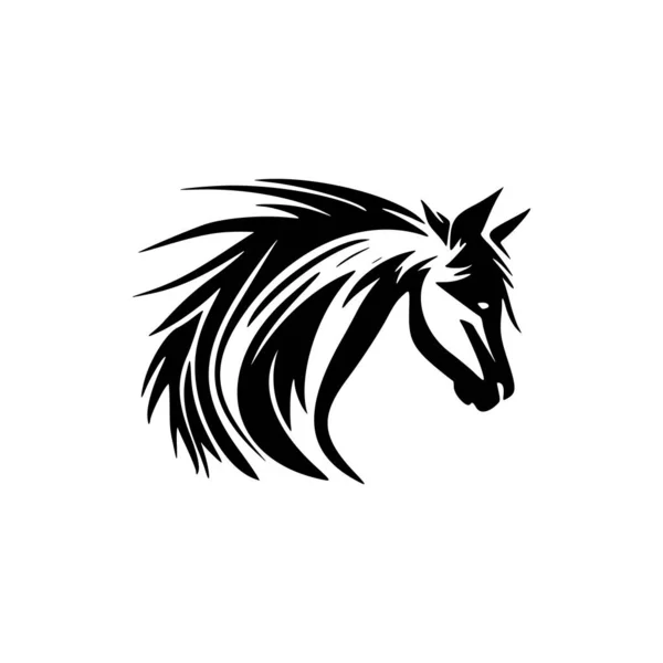 Logo Dari Kuda Dalam Vektor Hitam Dan Putih - Stok Vektor