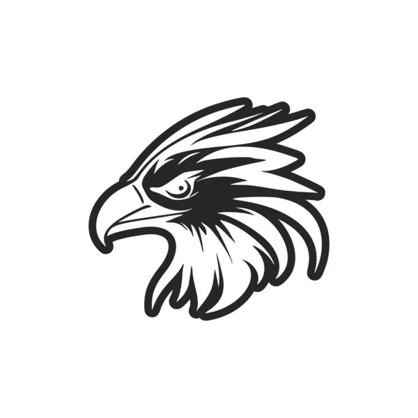 Logo Vectorial Con Águila Blanco Negro — Vector de stock