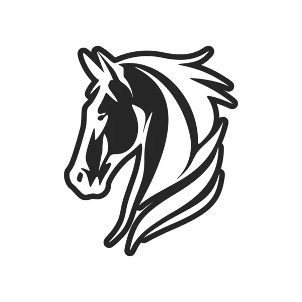 Illustrazione Vettoriale Logo Cavallo Bianco Nero — Vettoriale Stock