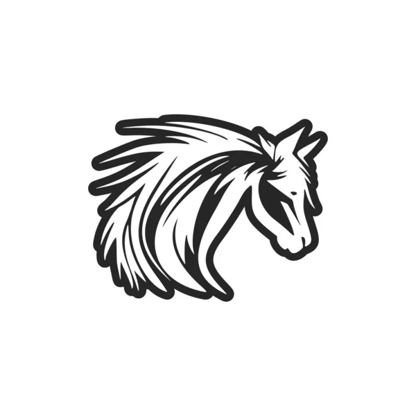Logotipo Vetor Com Cavalo Preto Branco —  Vetores de Stock