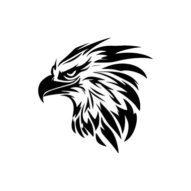 Vektör formunda siyah beyaz bir kartal logosu.