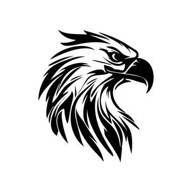 Vektör tasarımlı siyah beyaz bir kartal logosu..