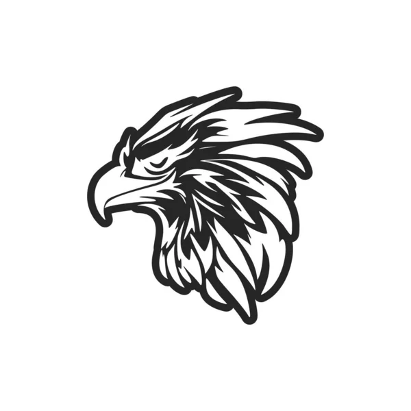 Logo Vectorial Con Águila Blanco Negro — Vector de stock