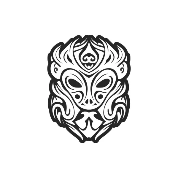 Векторний Ескіз Полінезійського Татуювання Чорно Білими Кольорами — стоковий вектор