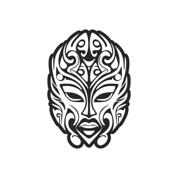 Illustration Monochrome Masque Polynésien Format Vectoriel — Image vectorielle