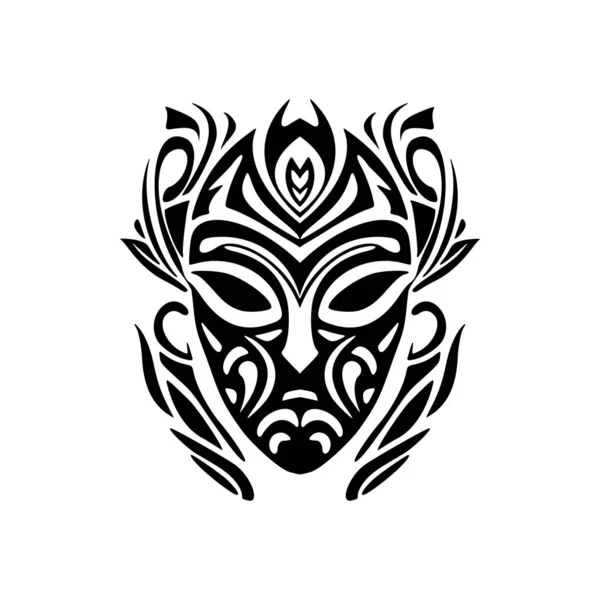 Wektor Ilustracja Polinezyjskiej Maski Tatuaż Czerni Bieli — Wektor stockowy