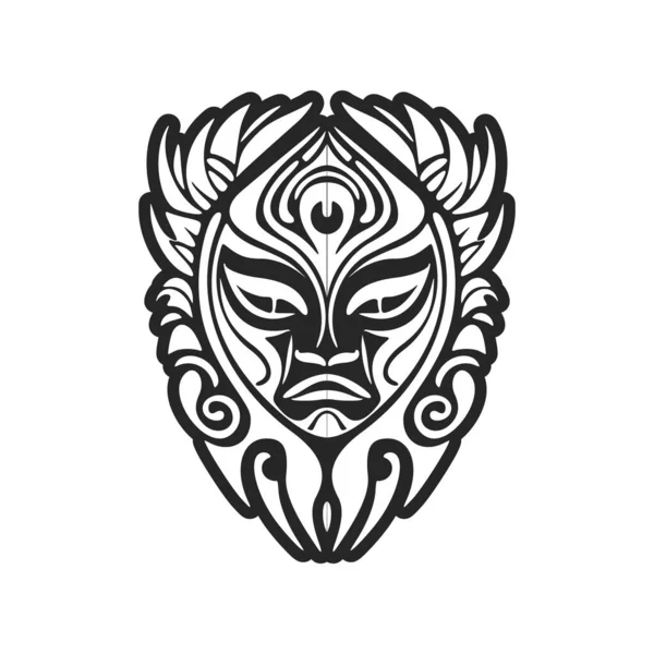 Arte Vectorial Que Representa Una Máscara Estilo Polinesio Como Boceto — Vector de stock