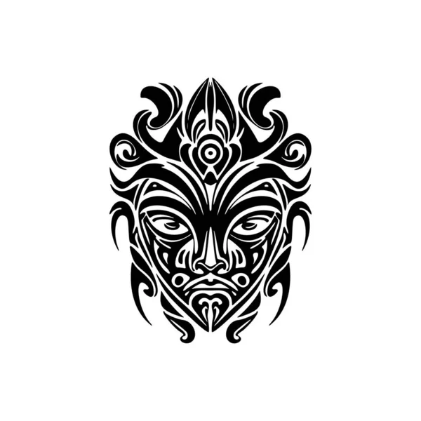 Croquis Vectoriel Masque Polynésien Noir Blanc Comme Tatouage — Image vectorielle