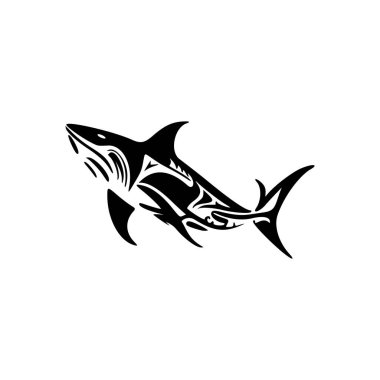 Siyah beyaz bir köpekbalığının vektör logosu.