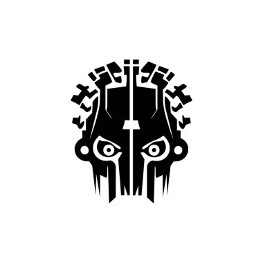 Vector logo of a black and white robot. clipart