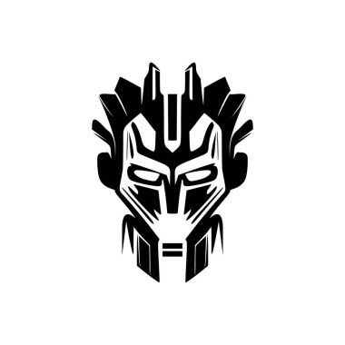 Siyah beyaz vektör biçiminde robot logosu.