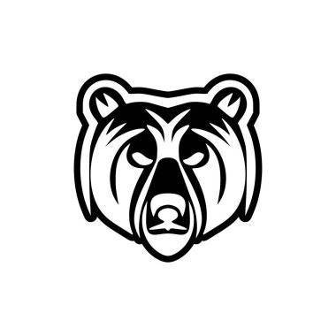 Siyah ve beyaz ayılı vektör logosu.
