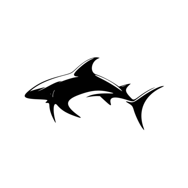 Siyah Beyaz Vektör Tasarımlı Bir Köpekbalığı Logosu — Stok Vektör