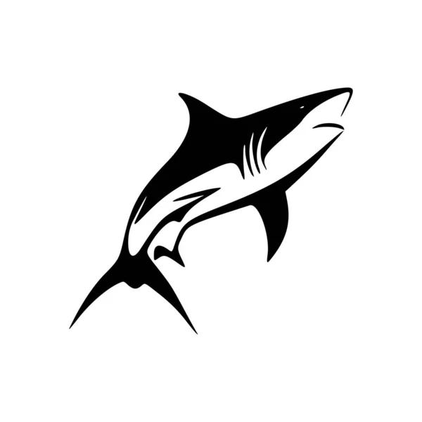 Siyah Beyaz Logo Köpekbalığı Vektör Biçiminde Çizildi — Stok Vektör