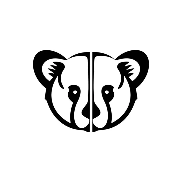 Logo Orso Bianco Nero Forma Vettoriale — Vettoriale Stock
