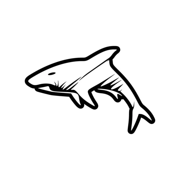 Siyah Beyaz Bir Köpekbalığının Vektör Logosu — Stok Vektör