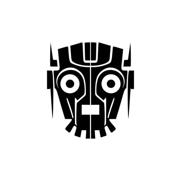Logo Robot Avec Illustration Vectorielle Noir Blanc — Image vectorielle