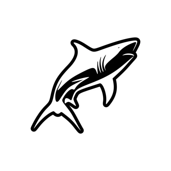 Siyah Beyaz Köpekbalığının Vektör Logosu — Stok Vektör