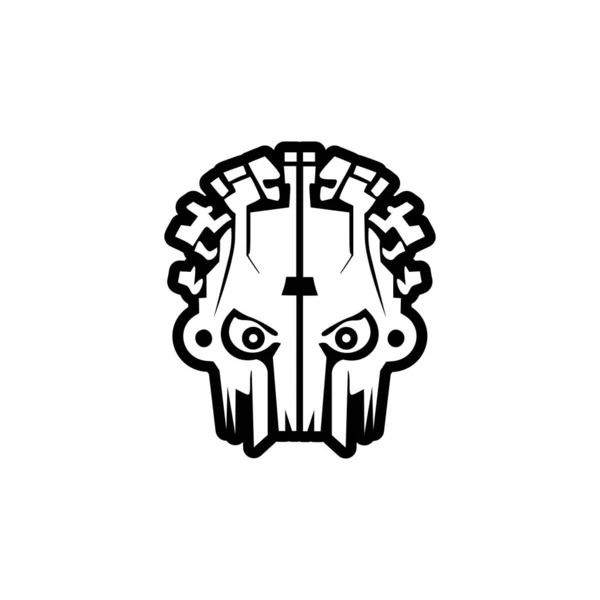 Logo Vectorial Con Robot Blanco Negro — Vector de stock