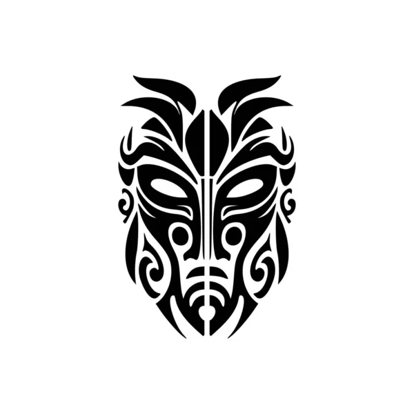 Schizzo Del Tatuaggio Vettoriale Una Maschera Del Dio Polinesiano Bianco — Vettoriale Stock