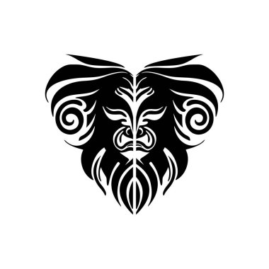 Siyah beyaz aslanlı vektör logosu.