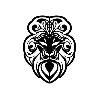 Siyah beyaz aslan logosunun vektör çizimi.