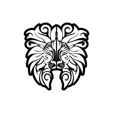 Siyah ve beyaz aslan vektör logosu