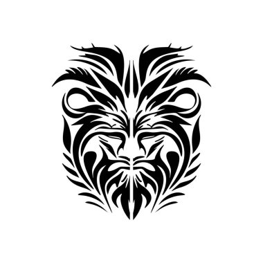 Siyah beyaz dizaynlı vektör aslan logosu
