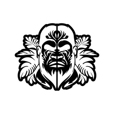 Siyah beyaz bir maymunun vektör logosu.