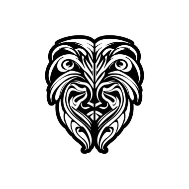 Siyah ve beyaz vektör aslan logosu.